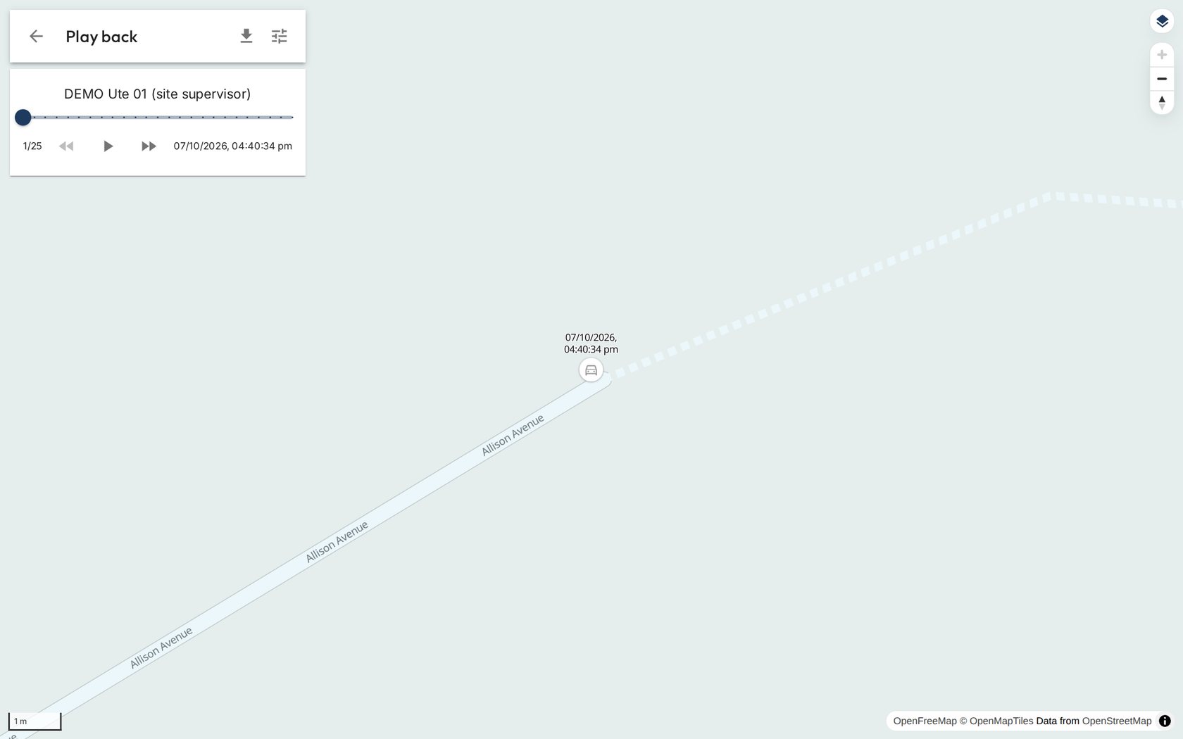One vehicle's day, drawn on the map.