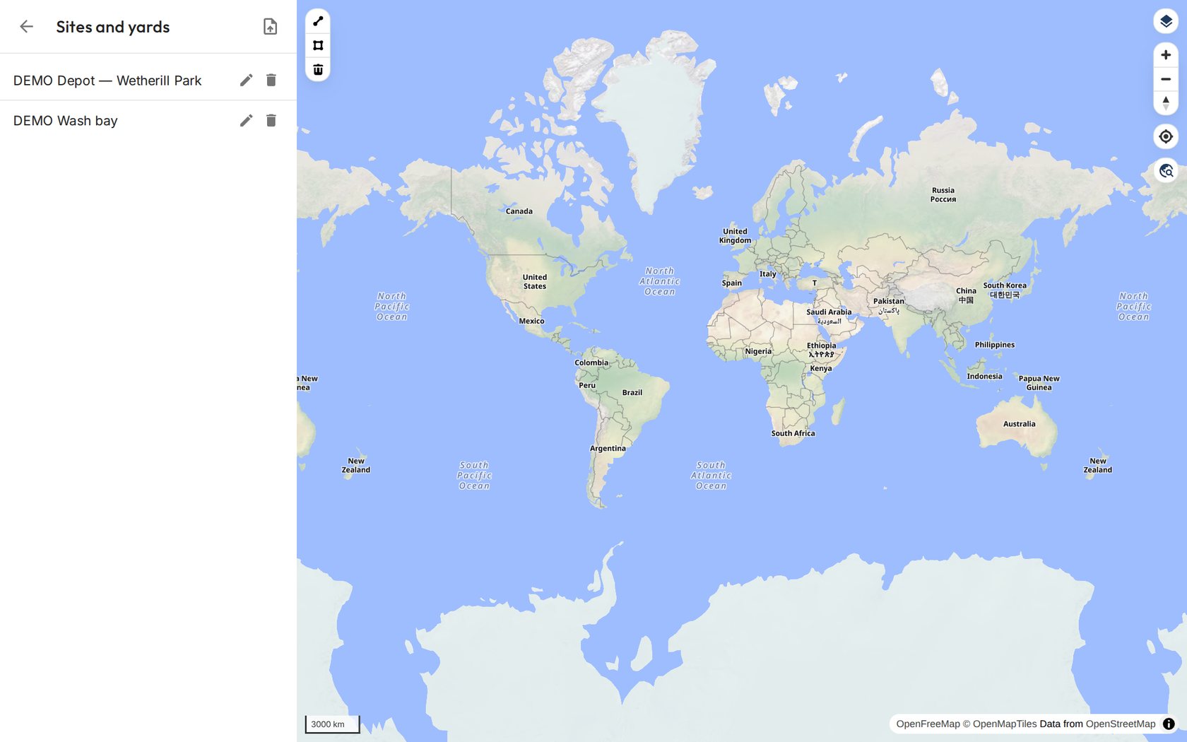 Two yards drawn on the map.